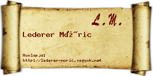 Lederer Móric névjegykártya